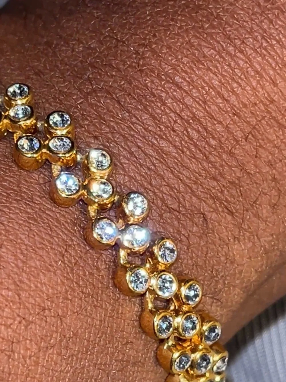 Vintage JBK Gold Tone Clear Rhinestone Tennis Bracelet 7.5” Signed Sparkly